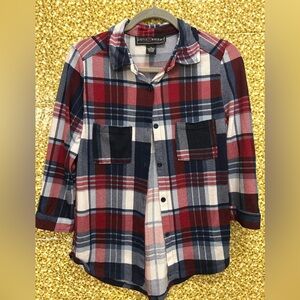 Polly & Esther Preloved Lightweight Flannel Shirt, Size Medium